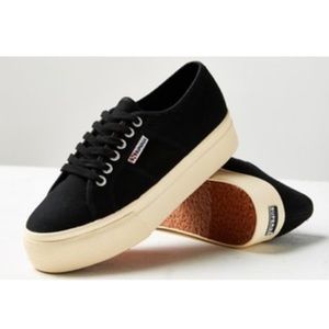 Black canvas Superga platform sneakers
